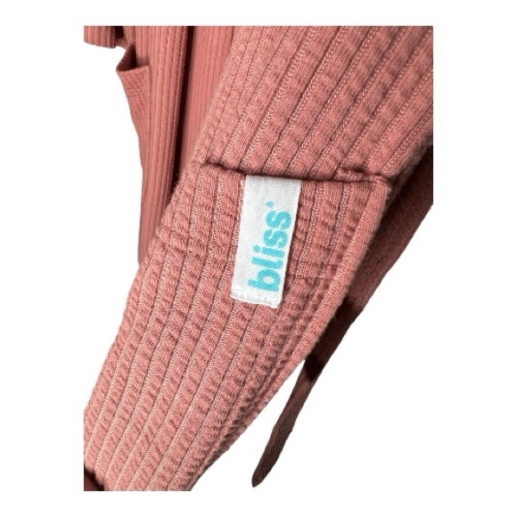 Bliss Ribbed Long Open Front Robe in blush. - Picture 4 of 5